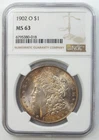 1902-O Morgan Silver Dollar NGC MS63 Toning Toned - New Orleans Mint - Q758