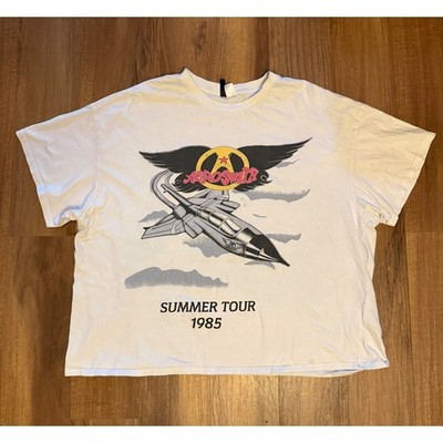 Aerosmith Summer Tour 1985 Graphic T-Shirt HM Divided White Mens XXL 2XL