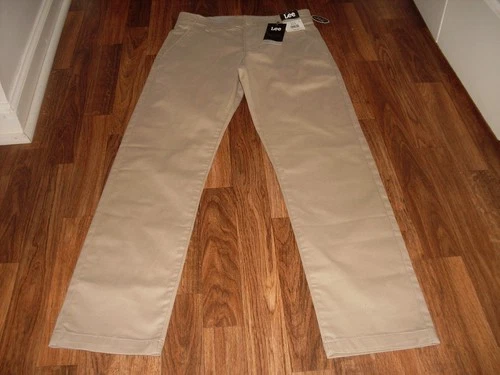 MENS LEE SLIM STRAIGHT MOTION FLEX WAISTBAND KHAKI PANTS SIZE 28X30 NWT