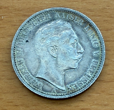 Germany Prussia 1907 A Silver 2 Mark AU Wilhelm II