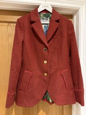 JOULES Tweed Jacket UK 14 SINNINGTON Red Blazer Hacking Herringbone Country