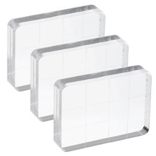 3Pcs Acrylic Stamp Block Rectangular Shape with Grid Lines 1.6x1.2"