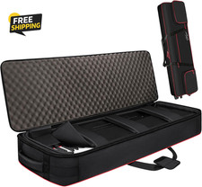 88 Key Rolling Keyboard Case Wheels Padded Piano Gig Bag Shoulder Strap Soft