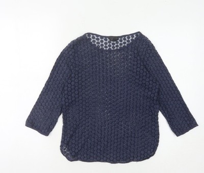 Topshop Damen blau Spitze Blumenmuster 3/4 Ärmel Top Größe 10
