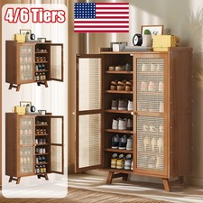 Wood Shoe Storage Rack Entryway Shoe Cabinet Shoe Organizer Closet Cabinet USA