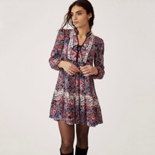 Anthropologie Spliced Tunic Dress Boho Floral Long Sleeve Mini Multicolor Small