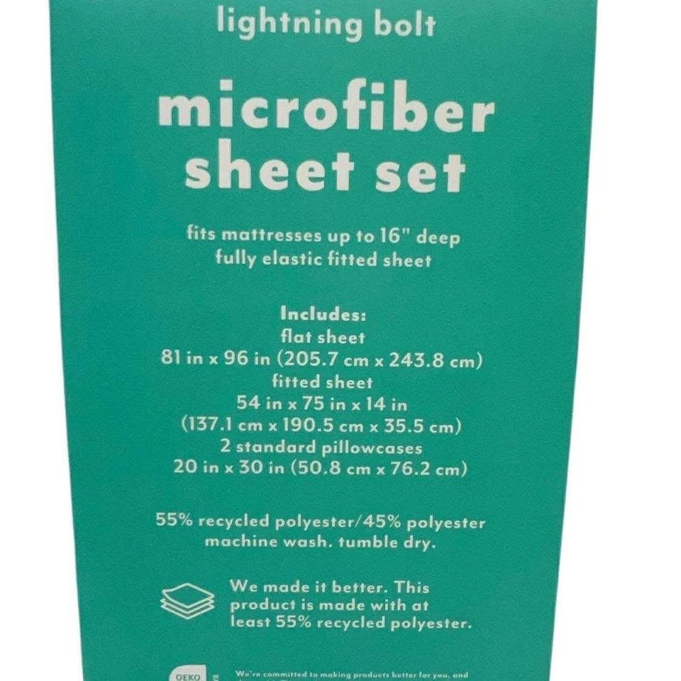 Juego de sábanas de microfibra Pillowfort Lightning Bolt ropa de cama completa para niños Foto 4 de 4