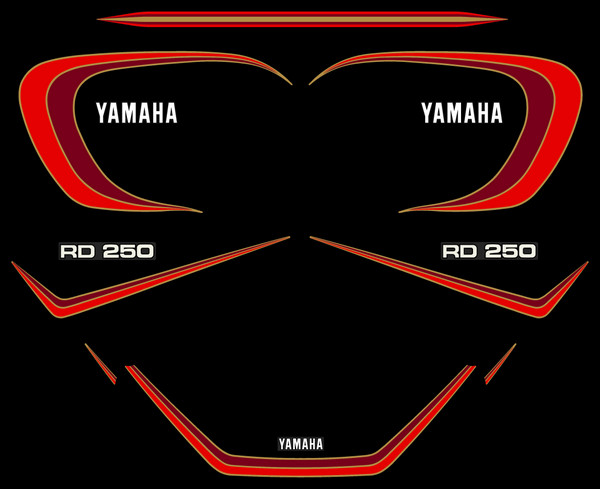 Kit autocollants Yamaha RD 250 LC 4L1 noir pour restauration moto 1980-1981