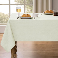 Faux Linen Waterproof Tablecloth,Light Grey,84" x 60" Rectangular