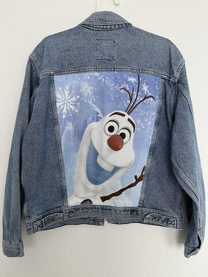 Disney Vintage Jeansjacke Olaf Frozen Gr L Einzelstück Handmade Unikat