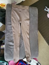 Brown Thermal Tights Opaque Solid Polyester Elastane Size L Winter Full Toe