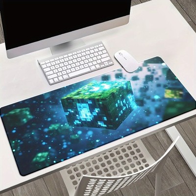 40*90cm1pc Blue Science Fiction Cube Pattern HD Printed Pad for Desk, Multi Func