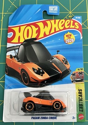 2026 HOT WHEELS PAGANI ZONDA CINQUE EXOTICARS 4/10 ORANGE  TOONED  NEW FOR 2026
