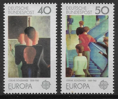 Bund 1975 ** Mi 840-41 Europa CEPT Gemälde Oskar Schlemmer Maler Bildhauer 02672 - Bild 1 von 3