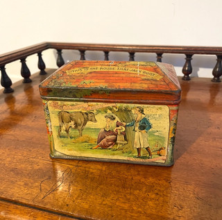 UNCOMMON VINTAGE ANTIQUE MCCALL SCOTLAND 'HOUSE THAT JACK BUILT' BISCUIT TIN