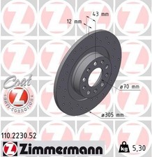 ZIMMERMANN Bremsscheibe Hinten für ALFA ROMEO Tonale (965) 305mm 110.2230.52