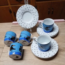 Konitz Germany Crows Design Demitasse Espresso Cup and Saucer Set of 5