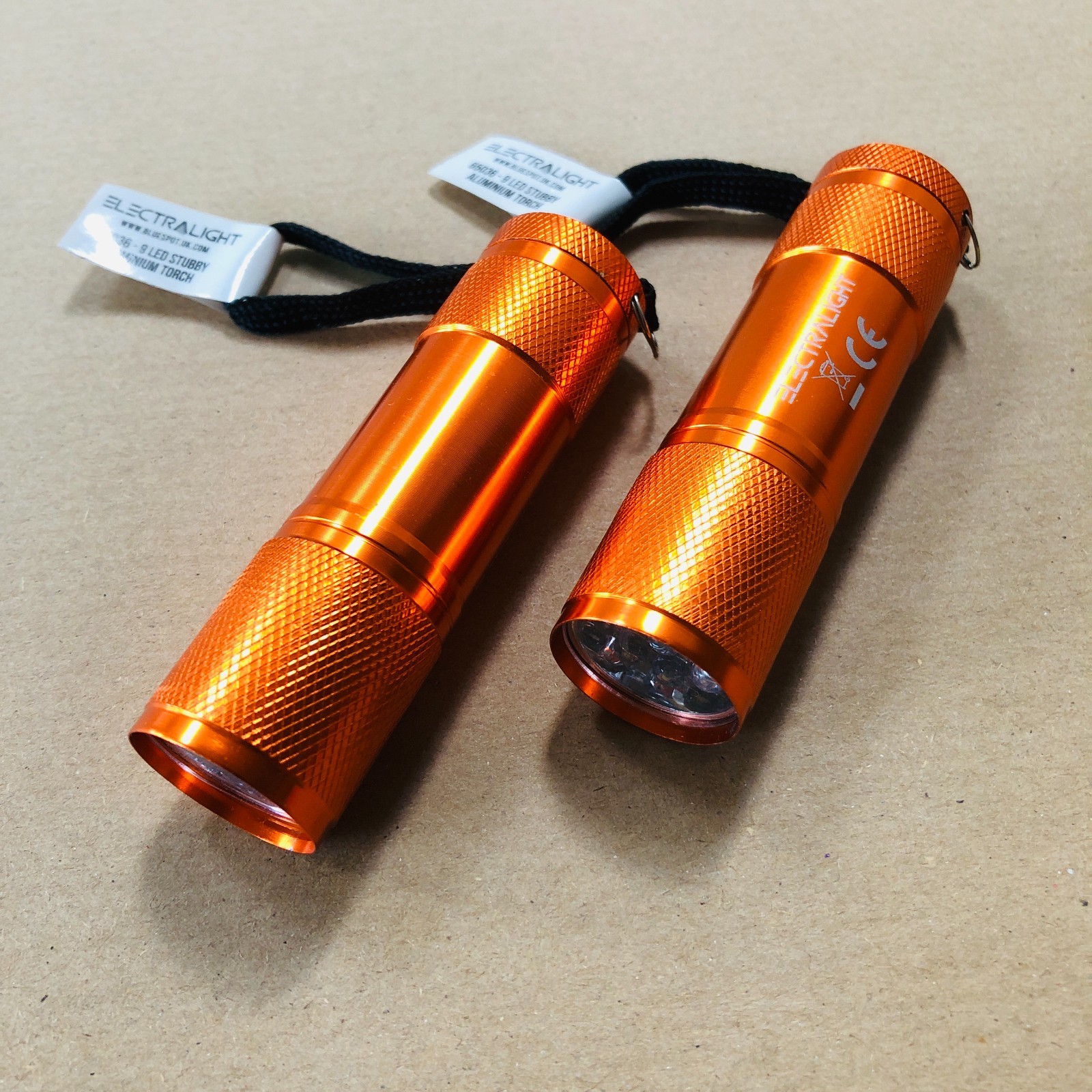 2 x Electralight 9 LED Stubby Aluminium Torch Batteries Hiking Camping Outdoors