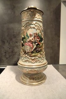 Alter großer Bierkrug mit Zinndeckel Höhe 35 cm