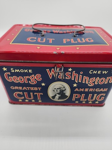 Antique George Washington Greatest American Cut Plug Tobacco Tin with Handle - 第 7/11 張圖片