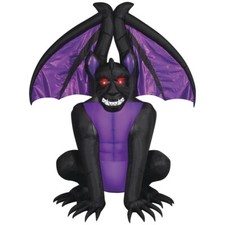 8'11" Lighted Guarding Gargoyle Halloween Inflatable W/ Menacing Red Led Eyes