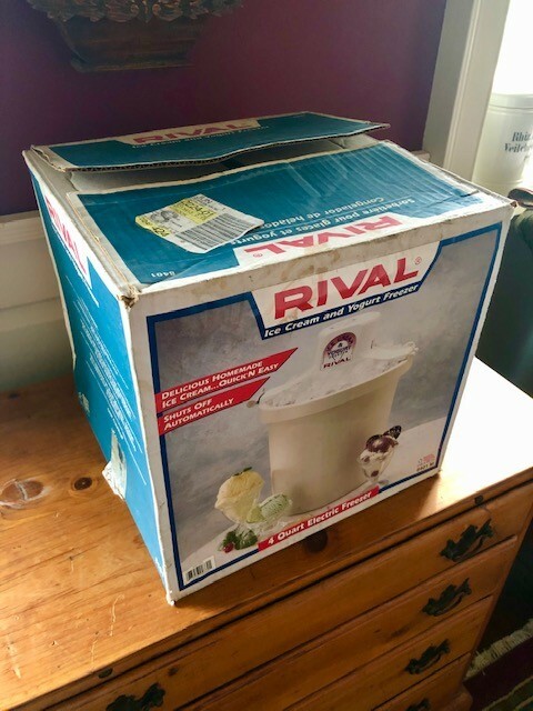 Rival Ice Cream and Yogurt Freezer, 8401 U.S.A., 4 Quart Electric Freezer. NIB.