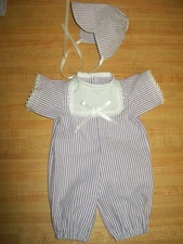 BOYS ROMPER + HAT PURPLE STRIPE for 14" CPK Cabbage Patch Kids  PREEMIE 