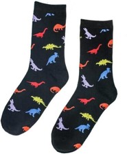 DINOSAURS  Womens Black Dino Fun Novelty Socks  One Size UK 4-7 EU 36-40