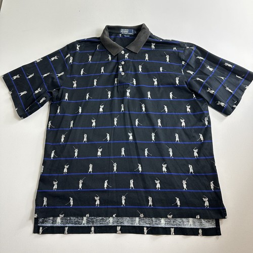 Vintage Ralph Lauren Mens Polo Shirt Large All Over Print Short Sleeve Golf - Picture 4 of 10