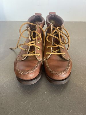 Gokey vintage brown leather heavy Gro-Cord rubber sole ankle 