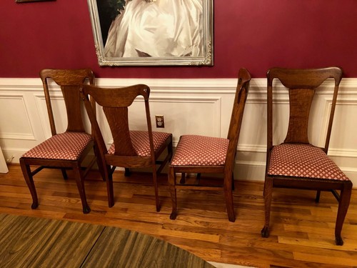 Set of 4 antique oak dining room chairs | eBay