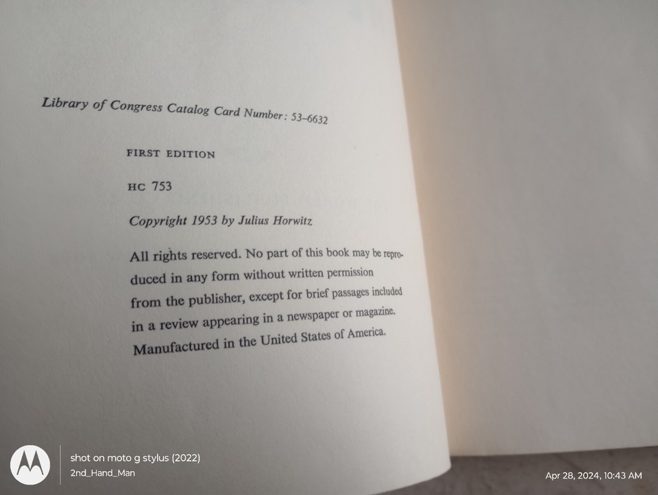 1953 1STed/FIRST EDITION THE CITY JULIUS HORWITZ HC/HARDCOVER/DJ BOOK