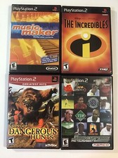 4  PLAYSTATION 2 Games: The Incredibles / Dangerous Hunts / Tennis / Music Maker