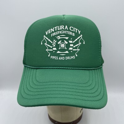 Ventura City Firefighters Trucker Hat Snapback Green Baseball Cap Pipes Drums