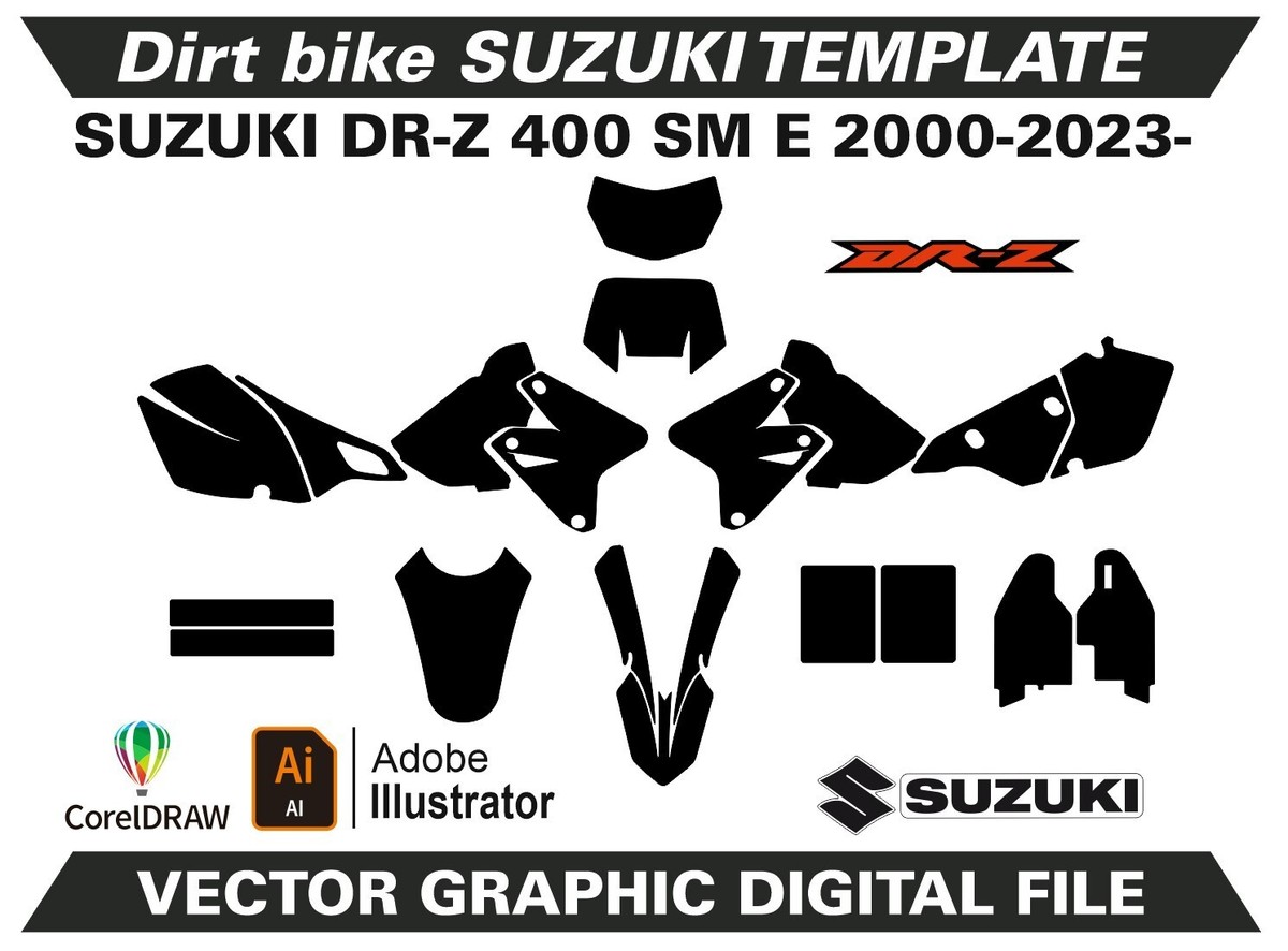 SUZUKI DRZ 400 SM E 2000-2023- Template Vector Format Ai CDR EPS