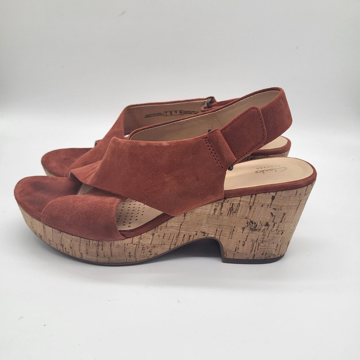 Clarks Women's Maritsa Lara Suede Cork Open Toe Sandal SZ