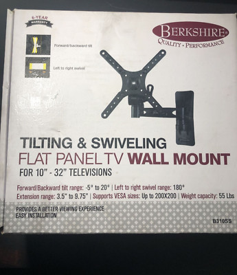 Berkshire Full Motion TV Wall Mount Bracket for 10-32  Flat Panel NEW