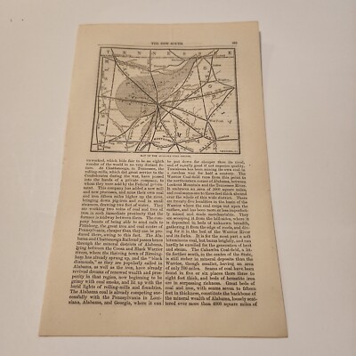 Map Of The Alabama Coal Region c. 1874 Engraving (341)
