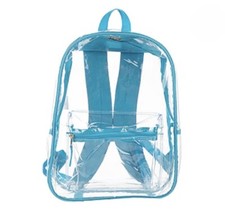 Medium Multi-Purpose Clear Backpack with Front Pocket, Adjustable Straps Skyblue