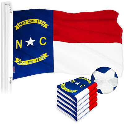 G128 5 Pack: North Carolina State Flag 1x1.5 Ft ToughWeave Embroidered 300D Poly