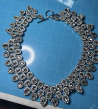 Vintage rare Ann Taylor  Huge Heavy Rhinestone Collar Necklace 18”  /9.38oz