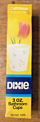 Vintage Dixie Cup New Old Stock Box of 100 Bathroom Sealed Soft Tones Floral