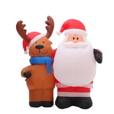 5FT LED Christmas Inflatable Santa & Reindeer Indoor Outdoor Garden Yard Decor