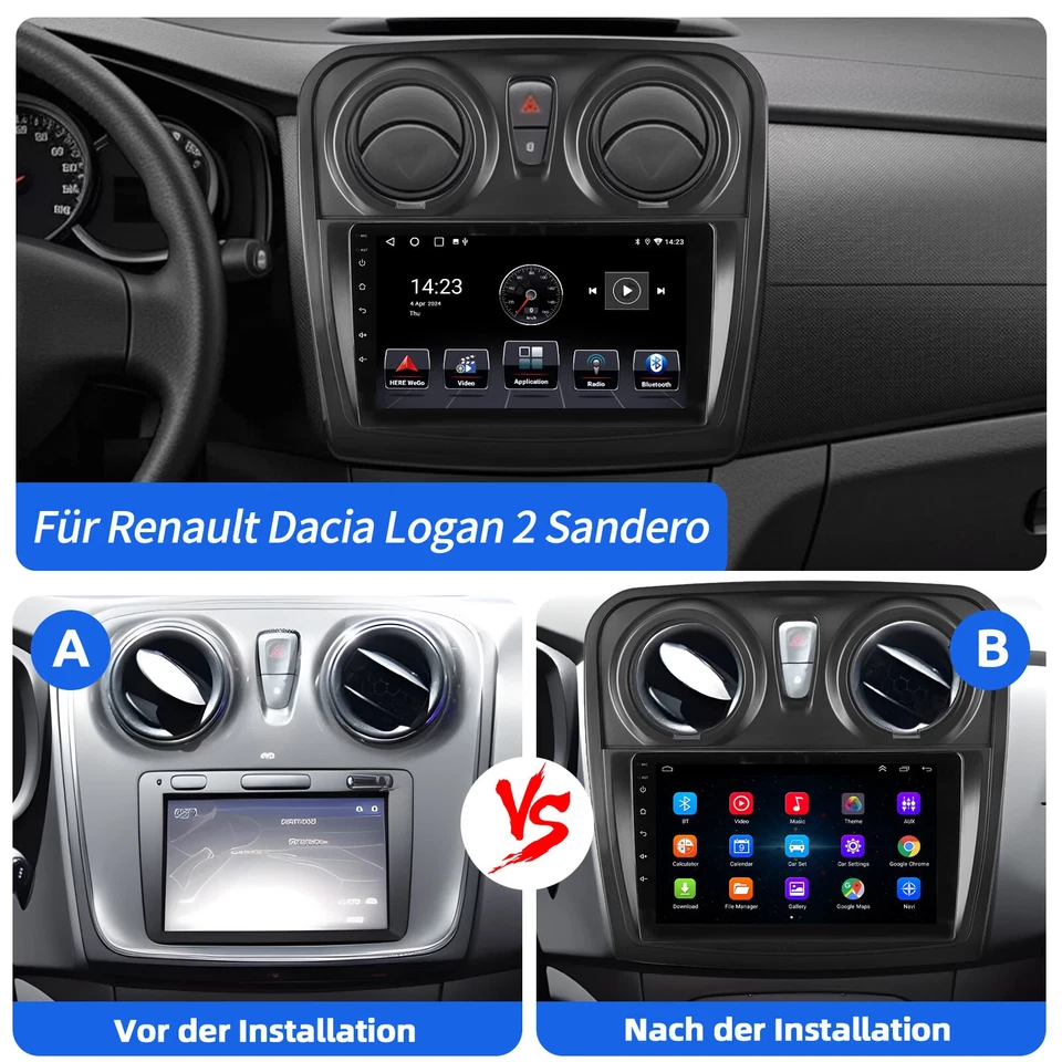 Autoradio 9" Android 13 per Dacia Logan 2 Sandero 2 con navigatore GPS RDS WIFI - Immagine 2 di 4
