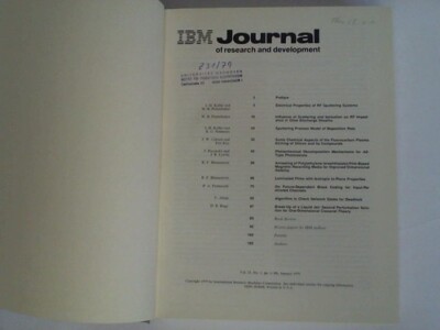 IBM Journal of research and development: Complete year in 12 volumes 1979. ...