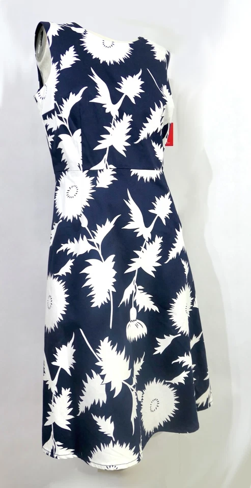 Nuevo con etiquetas Vestido Vaina Isaac Mizrahi 2003 Rich Forrado Algodón Azul Marino Sin Mangas Línea A 10 Foto 2 de 4