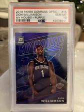 2019-20 Optic Zion Williamson PURPLE My House PSA 10 GEM Mint #15 RC Rookie Card