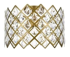 Flush Mount Light Fixture Crystal French Pendant Ceiling Brass Bathroom Bedroom