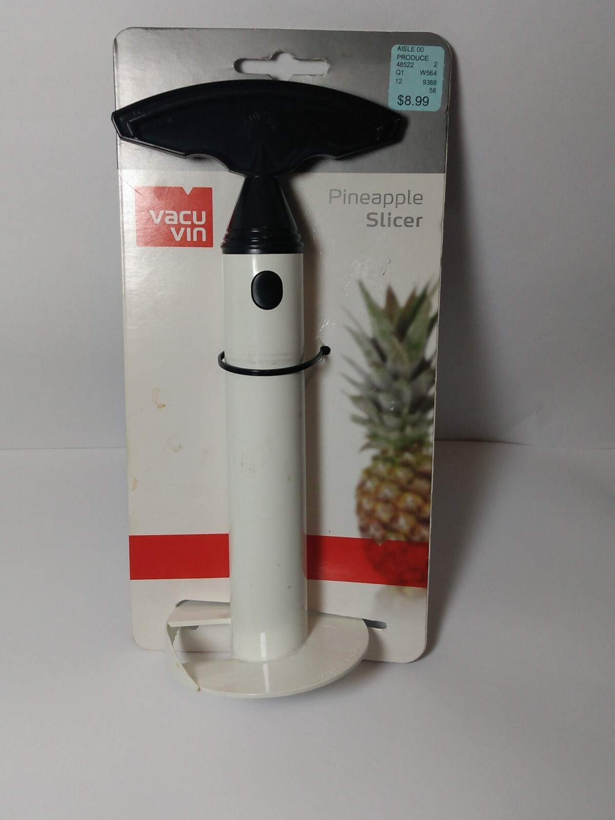 VACU VIN PINEAPPLE SLICER Black Handle CORE and SLICE Carded