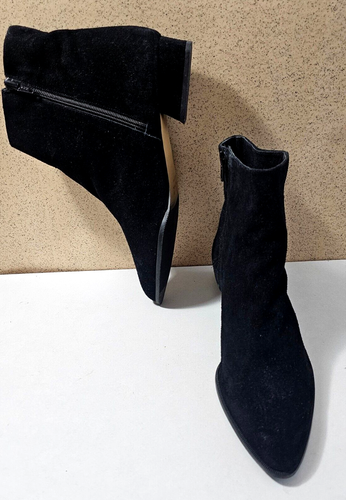 NEW Women's NINA Size 6.5 BLACK LEATHER Ankle Boot Heel Pump Shoes SPAIN - Picture 6 of 8